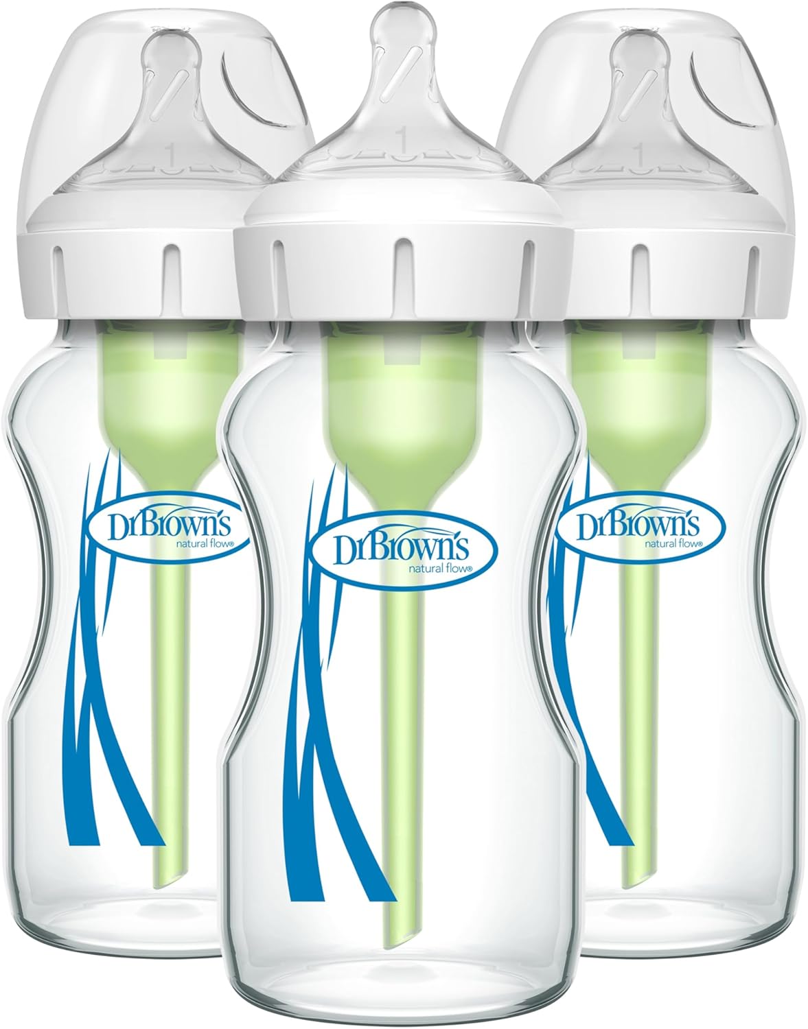 Dr. Brown's Natural Flow Anti-Colic Options+ Wide-Neck Glass Baby Bottle 9 oz product photo