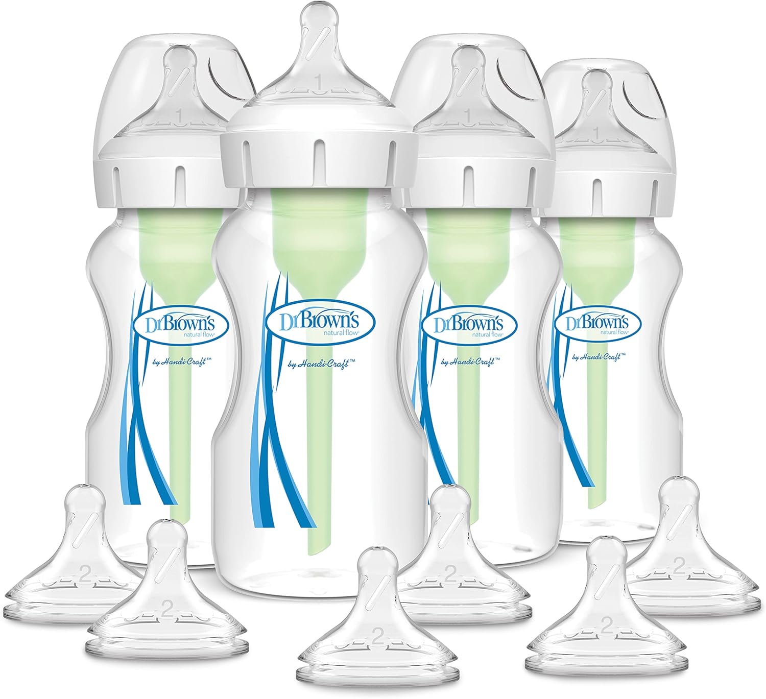 Dr. Brown's Options+ Wide-Neck Anti-Colic Baby Bottle 9 oz with Level 2 Nipple (6 Count) product photo