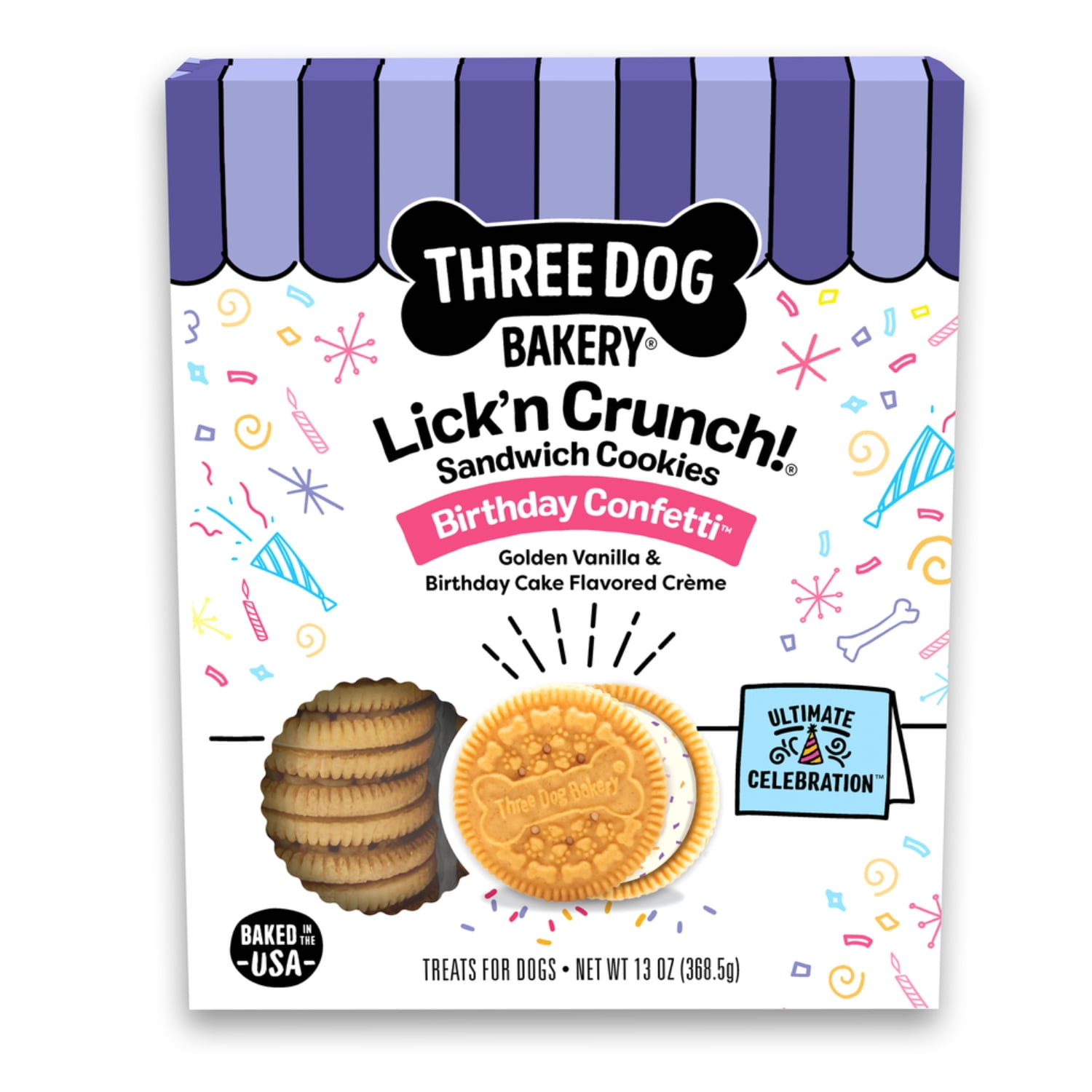 Three Dog Bakery Birthday Lick’n Crunch Dog Treats (13 oz) product photo