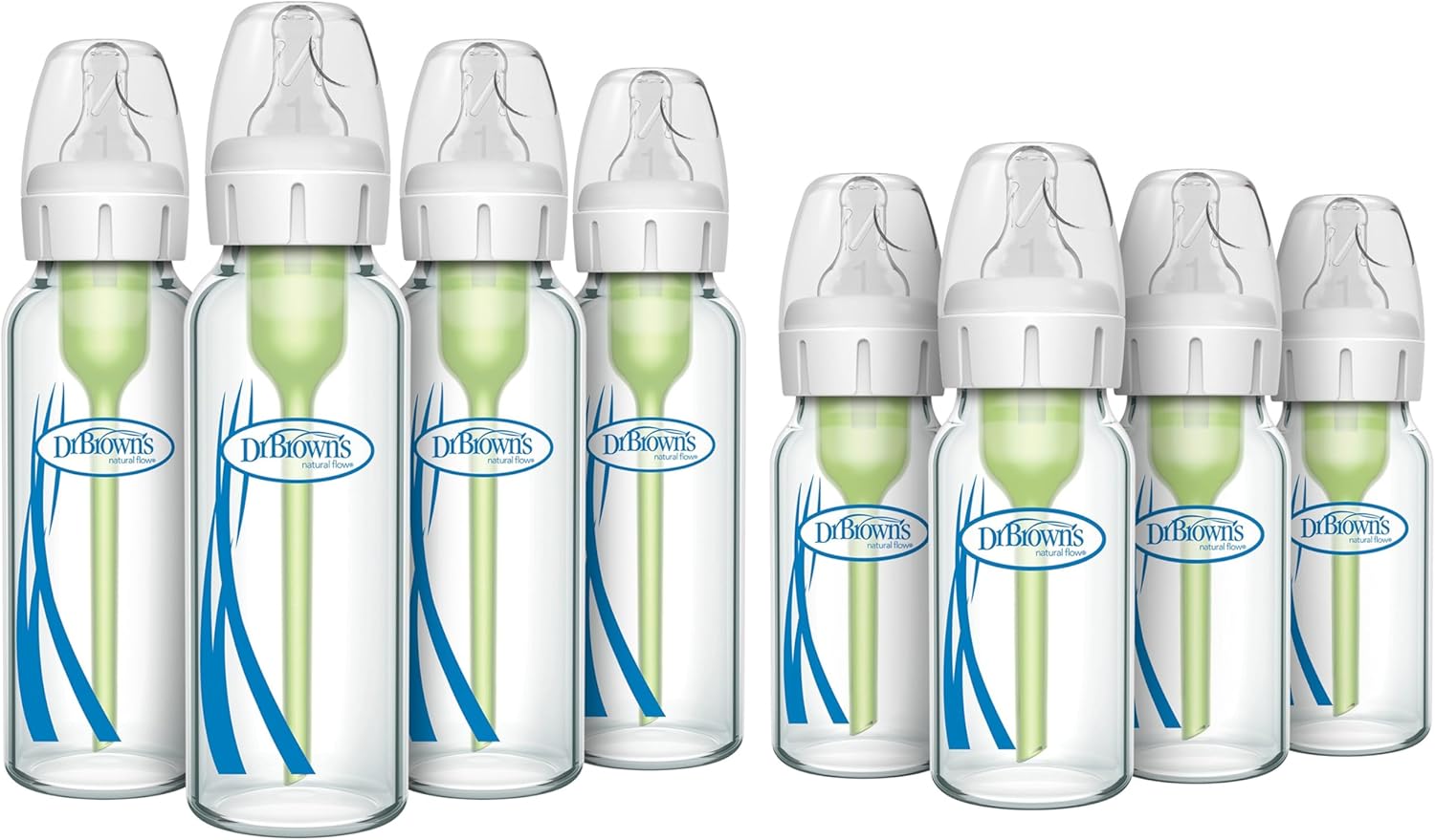 Dr. Brown's Anti-Colic Options+ Narrow Glass Baby Bottle Mixed Pack 4 oz & 8 oz product photo